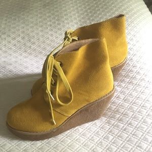 Yellow Suede Platform Wedges